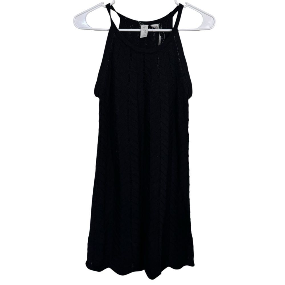 NWT Joie Chunky Crochet Knit Black High Neck Midi Dress
